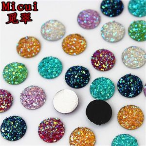 Micui 300pcs 10mm Crystal AB Flatback Round Rhinestone Cabochon Gems Flat Back Resin Rhinestone For DIY Decoration ZZ649309Z