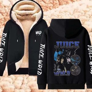 عصير Wrld Lambswool Hoodies Punk Rapper Print sthipper jackets hip hop streetwear sweatshirtts men نساء ضخم كارديجان غير رسمي