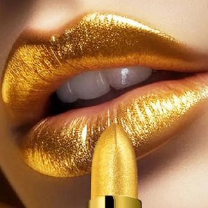 Lipstick Glitter Gold Losny metalowy matowy aksamitne wodoodporne, długotrwały seksowny czerwony różowy połysk kamizelki Makeup kosmetyki 231027