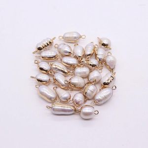 Pendant Necklaces 2pcs Natural Freshwater Baroque Pearl Connector Pendants Irregular Double Hole Charms For Jewelry Making DIY Bracelet