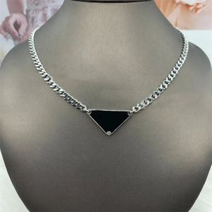 Designer silver color mens necklace women triangle letters love trendy punk men enamel cool street womens pendants necklaces ladies chains luxury jewlery ZB011 F23