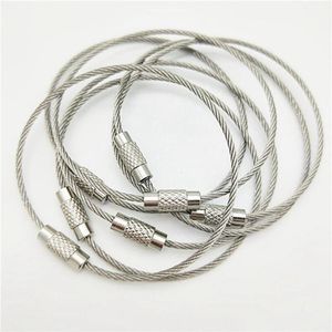 50pcs 100mm Edc Stainless Steel Wire Keychain Ring Key Keyring Circle Rope Cable Loop Outdoor Tag Screw Lock Gadget Drop303p
