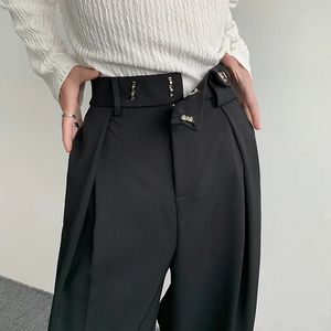 Pantaloni da uomo 2023 Abito nero da uomo Moda sociale Abito da uomo coreano Pantaloni larghi oversize a gamba larga formale M 2XL 231027