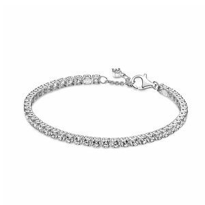 Braccialetti con ciondoli da tennis in argento sterling S925 per le donne Ragazze Diamante bling Brillante cristallo CZ Zircone Argento puro Lusso Amore Bracciale Gioielli di design