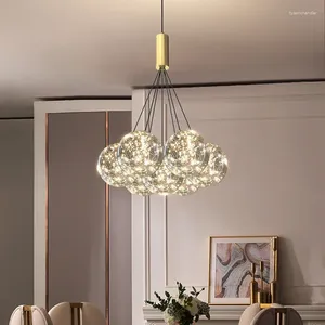 Żyrandole l salonu szklana kula lampa nowoczesna romantyczna loda kuchnia sypialnia jadalna gwiazda światło gwiazd