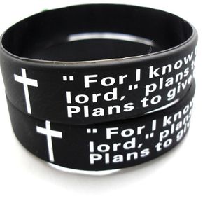 Bulk Lots 100 Stück Englisch Jeremiah 2911 Lords Prayer Männer Mode Kreuz Silikon Armbänder Armbänder ganze religiöse Jesus Jewe261c