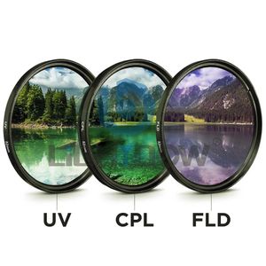 UV Cpl Fld 3 w 1 filtr obiektywu z torbą 49 mm 52 mm 55 mm 58 mm 62 mm 67 mm 72 mm 77 mm dla Cannon Nikon Sony Pentax Camera obiektyw