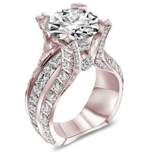 Choucong Luxury Female Diamond Ring 18kt Rose Gold Filled Ring Vintage Wedding Band Promise Engagement Rings for Women2107