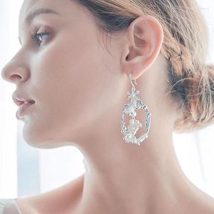 dangle earrings earling for womencescorsoriesシルバーカラーブライダルウェディングシェルドロップイヤリング花嫁トレンディパーティージュエリーギフト