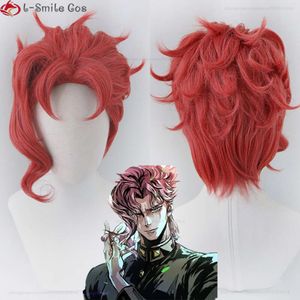 Catsuit kostümleri anime jojo'nun tuhaf macerası kakyoin noriaki cosplay kısa kırmızı ısıya dayanıklı sentetik saç cadılar bayramı adam peruklar + peruk kapağı