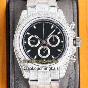 Luxury Watch Eternity Watches RRF Wersja niestandardowa 116509 116520 116508 SA7750 Chronograph Automatyczna czarna tarcza lodowana Męki 904L Diamenty stalowe obudowa i stół