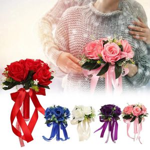Flores decorativas dia casamento flor dos namorados dama de honra eterno segurando buquê rosas nupciais amor seda falso