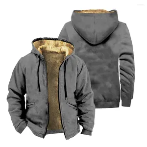 Men's Hoodies 2023 Winter Men Jacekts Solid Casual Hoodie Jacket Navy Blue Brown Long Sleeve Hooded Fleece Outwear Coats