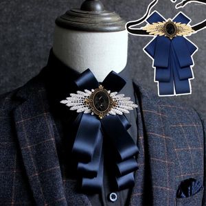 Bow Ties Rhinestone Tie Knot Ribbon Bowtie Shirt Justerbar Gorgeous Vintage Collar Pin Gift Men Wedding Groomsmen Suit Accessories