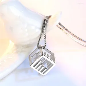 Pendant Necklaces Women's Unique Personality Morse Code Hollow Geometric Cube Clavicle Chain Necklace Fashion Jewelry Gift