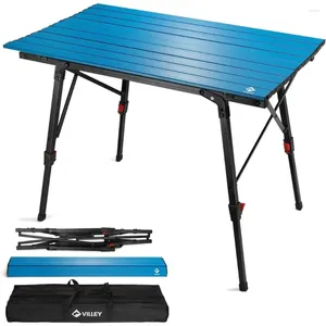 Camp Furniture Camping Table Lightweight Aluminum With Adjustable Legs Carrying Bag Outdoor Picnic Beach