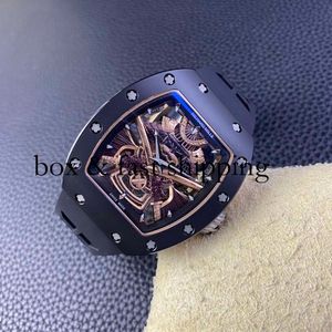 Projektant Watch RM47 Superclone Active Tourbillon Ceramic Hollow Out Automatyczne męskie zegarek mechaniczny BBR YS RM047 Black Knight336 Montres de Luxe