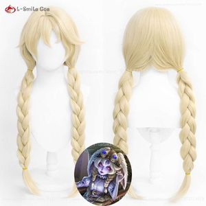 Costumi Catsuit Gioco Identità V Galatea Scultore Cosplay 75 cm Luce dorata intrecciata Codino Parrucca anime Parrucche sintetiche resistenti al calore