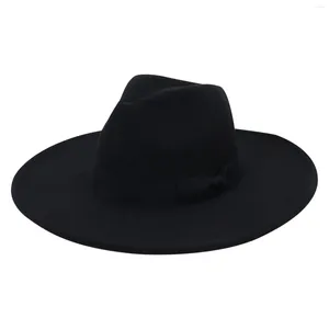 Beralar Kadın Klasik Elastik Fedora Şapkası Unisex Yün Keçe Caz Şapkaları Zarif Geniş Brim Trilby Cap