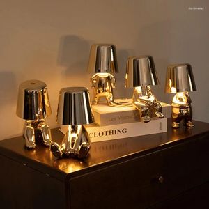 Table Lamps Italy Little Golden Man Lamp Resin Art Decor Living Room Bedside Kids Night Light Creative Coffee Shop Bar Desk