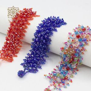 Link Bracelets Selling Bohemian Style Seedbead Bracelet For Women Girls Multi Option Colors Wide Wristband Fashion Jewelry 2023