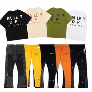 Calças masculinas Designer camisa Carta Imprimir Calças Longas Camisas de Manga Curta Calças Mulheres Sweatpants Salpicado Casal Solto Versátil Reto Casual High Stre 05Nb #