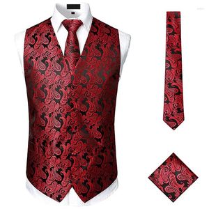 Herrenwesten Luxus Herren Weste Jacquard Paisley Formelle Anzug Weste Krawatte Set Ärmellose Jacke Für Männer Chaleco Hombre Gilet Homme 3XL