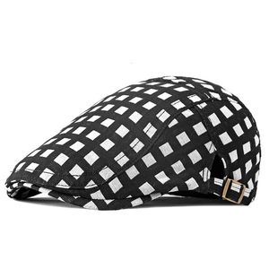 Berets xadrez boinas chapéu para homens espinha de peixe sboy boné feminino vintage liso pico bonés masculino verão golfe condução chapéu casquette 231027