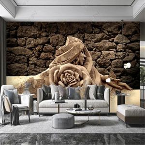 Wallpapers Beauty Bump 3d Wallpaper For Living Room Sand Sculpture Sofa TV Background Wall Paper Home Decor Mural Bedroom