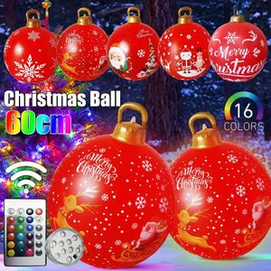 Other Event Party Supplies 60cm Inflatable Christmas Ball Luminous Balls Decoration Outdoor LED Balloon Ornament year s Eve Decor 231027