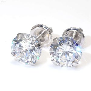 Cadermay 3mm-11mm 2ctw Moissanite Stud rotondo 4 Prons 925 Argento placcato oro Vite/respingi Diamante Solitario