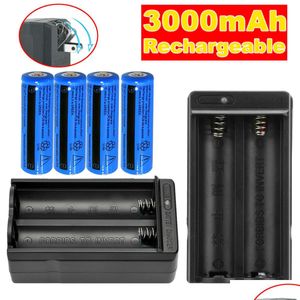 Batteries 4Pcs Rechargeable 3000Mah Li-Ion Battery 3.7V Brc 11.1W For Flashlight Headlamp Laser Penadd 2Pcs Dual Charger Drop Delivery Dhzrn