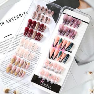 Falsche Nägel 70 teile/schachtel Drücken Sie Auf Gefälschte Buch Transparente Box Natürliche Lange Faux Nail art Abnehmbare Französisch Spitze Großhandel