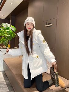 Kvinnors dike rockar Autumn Winter Cotton-Padded Jacket Bomull quiltad kappa kvinnlig koreansk huva överrock