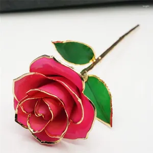 Decorative Flowers 2023 Valentine's Day Gift 24K Gold Plated Golden Rose Flower Holiday Present Wedding Party Decoration With Retail Box