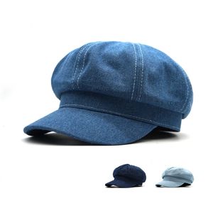 Berets Women Leisure Octagonowy kapelusz damski jeansowy beret hat cowboy cap sboy gatsby cap ośmioboczny piekarz szczytowy hatami jazdy 231027