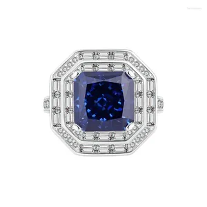 Pierścienie klastra s925 srebrne high węglowe diamenty wybuchowe lampy błyskowe princess plac 10 luksusowy pierścień biżuteria