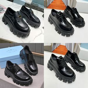 Toppdesigner skor monolith loafers män kvinnor plattform sneakers gummi svart blanka läder chunky rund huvud sneaker tjock botten sko storlek 35-46
