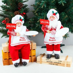 Decorazioni natalizie Chef Babbo Natale Decorazioni natalizie Natale Casa Decorazioni per la tavola Ornamenti Vecchia bambola con gambe appese Seduto in piedi Chef Vecchio 231027