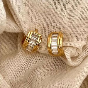 Hip hop brilhante huggie zircon baguette strass aros moissanite ouro aro sem manchas para homens