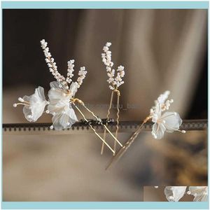 Jewelrybridal Jewelry Flower Floral Head Piece Headdress Pearl Hair Clips Pins Women Girl Bridesmaids Hairpin Bride Wedding Aessor2579