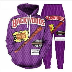 Whole--Backwoods Honey Berry Hoodies Suits Men's Sweatshirt Joggers Funny Animal Print Set 2017 Fall Winter Unisex 3d Tra314h
