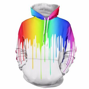 Anpassade hoodies tröjor 7 färger Rainbow Pigment Flow Men's Hooded tröja Fashion Casual