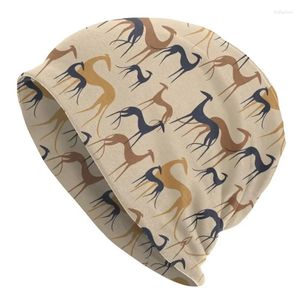 Berets Italian Greyhound Slouchy Beanie Tendência Inverno Skullies Beanies Chapéus Adulto Galgos Marrom Whippet Sihthound Cão Malha Bonnet Cap