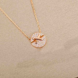 2023 Luxury quality Charm pendant necklace with round shape and sparkly diamond in 18k rose gold plated S925 silver material Have stamp PS4755A
