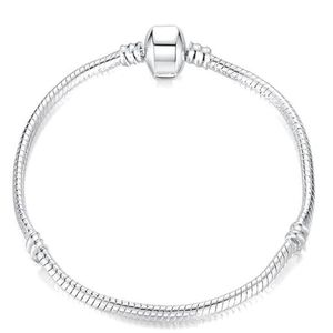 10st Lot Silver Plated Bangle Armband Snake Chain With Barrel Clasp för DIY European Beads Armband C16257G