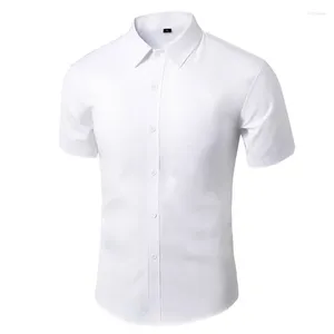 Mäns casual skjortor formell skjorta kort ärm icke-järnföretag smal passande koreansk arbete män vit klänning kostym 2023 sommar s-5xl