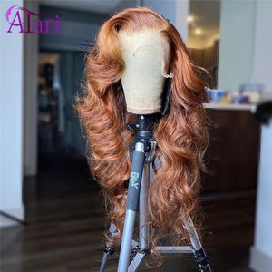 Perucas sintéticas 13x6 Cobre Gengibre Marrom Onda Corporal Cabelo Humano Brasileiro Pré Arrancado 13x4 Lace Frontal Transparente 5x5 Encerramento Peruca 231027