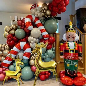 Christmas Decorations 2024 Standing Balloons Santa Claus Snowman Elk Sled Deer Foil Ballons Happy Year Party Globo 231027