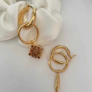 Tasarımcı Küpe Loews Lüks Takı Top Aksesuarları Kişiselleştirilmiş Asimetrik Küpeler Altın Çift Yüzük Tasarım Küpeleri Kadın Mücevherleri İçin Basit Noel Hediyesi